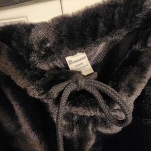 No Boundaries Black Plush Faux Fur Hooded Pullover